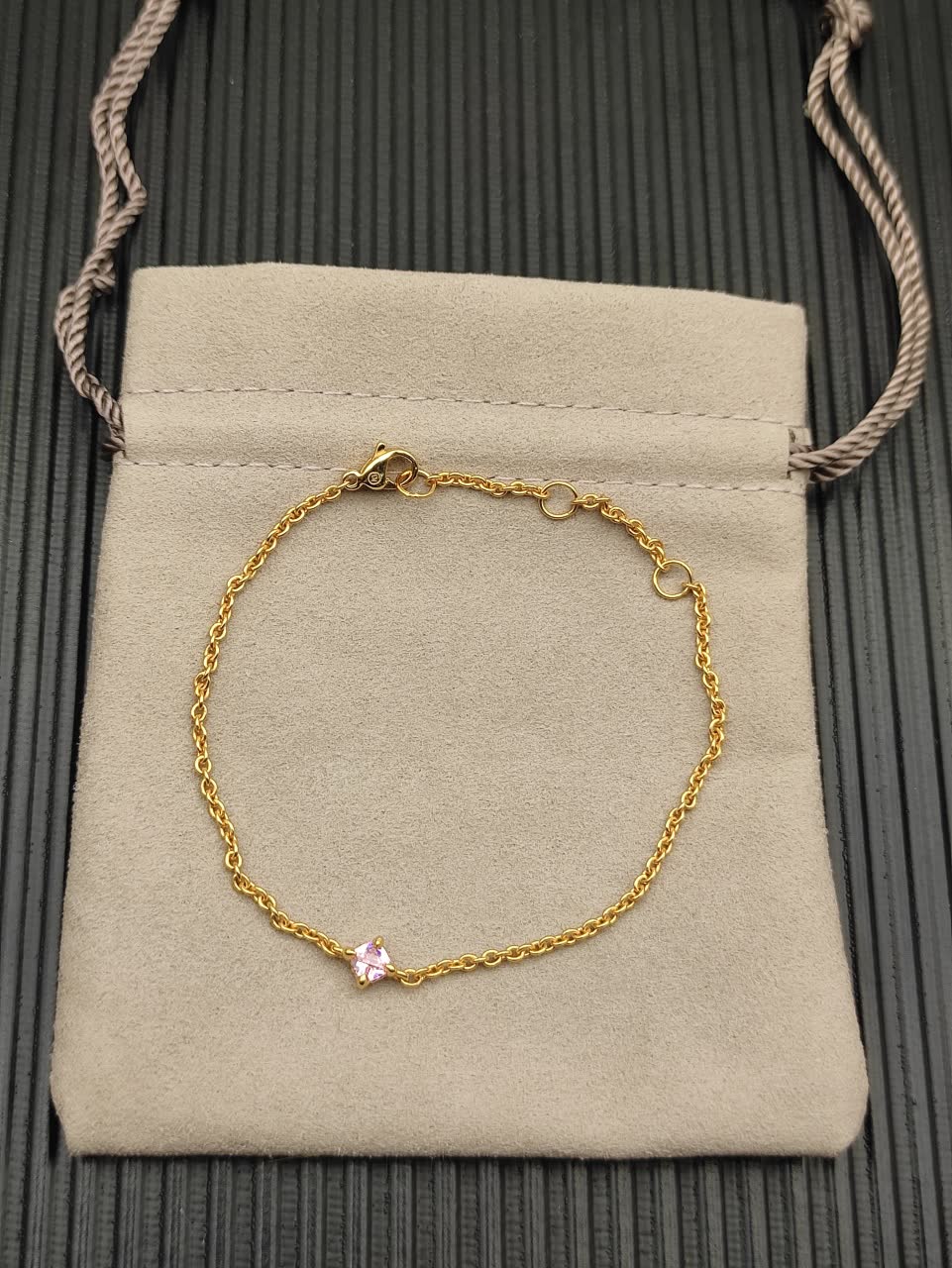 David Yurman Delicate Gold Bracelet with Pink Gemstone